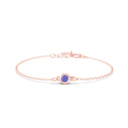 Kids and Baby Bezel Set Birthstone Bracelet in 10K Solid Rose Gold with Blue Sapphire