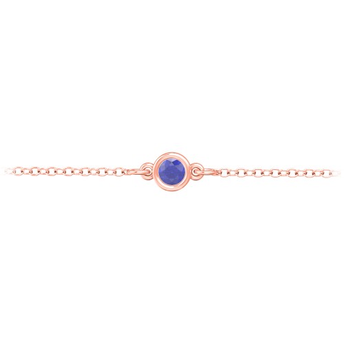 Kids and Baby Bezel Set Birthstone Bracelet – 10K Rose Gold with Blue Sapphire