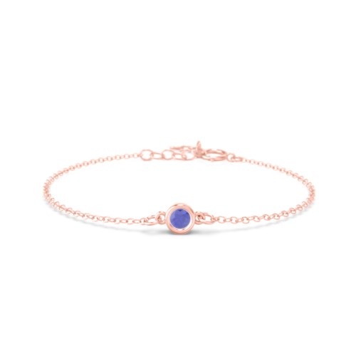 Kids and Baby Bezel Set Birthstone Bracelet – 10K Rose Gold with Blue Sapphire