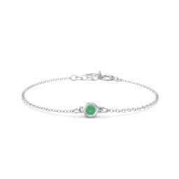 Kids and Baby Bezel Set Birthstone Bracelet in 925 Sterling Silver with Emerald