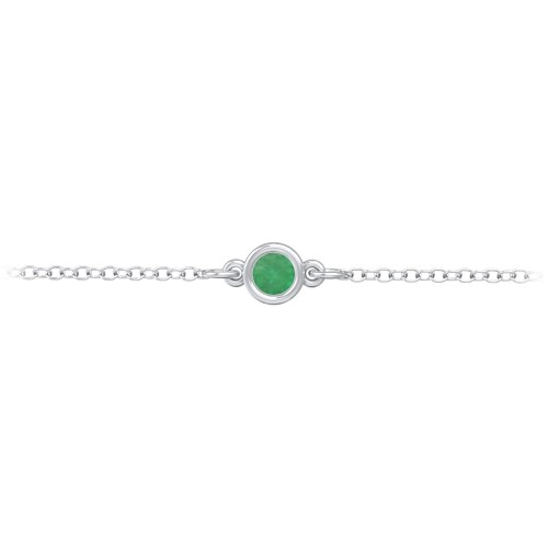 Kids and Baby Bezel Set Birthstone Bracelet – Sterling Silver with Emerald