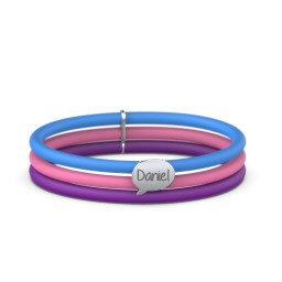 Engravable Speech Bubble Charm Silicone Bracelet Set β Double Style
