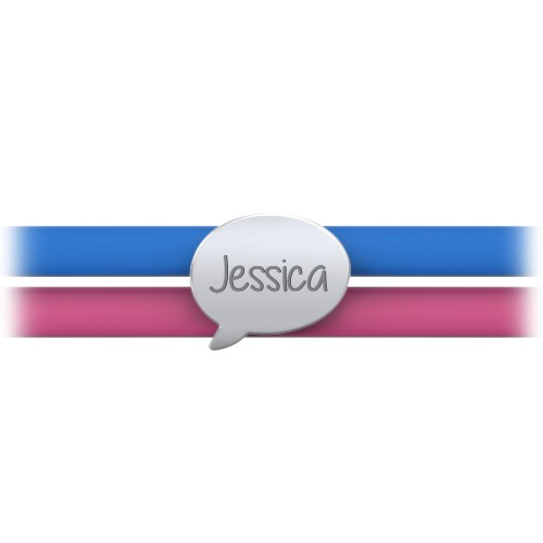 Engravable Speech Bubble Charm Silicone Bracelet Set – Double Style