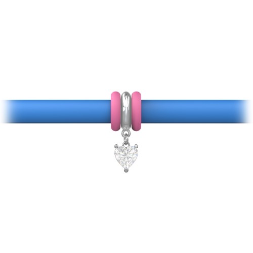 Personalized Heart Gemstone Charm Silicone Bracelet Set - Single Style