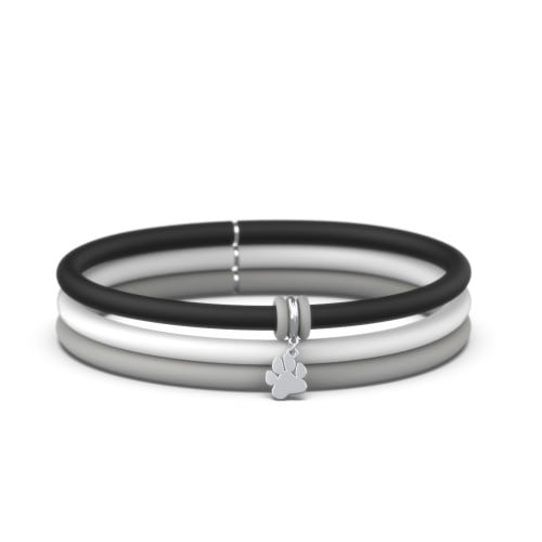 Personalized Paw Print Charm Silicone Bracelet Set - Single Style
