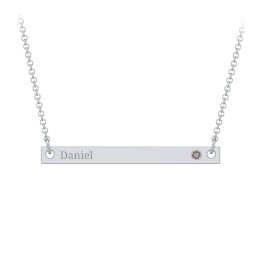 Kids Birthstone Name Bar Pendant in 925 Sterling Silver with Smokey Quartz