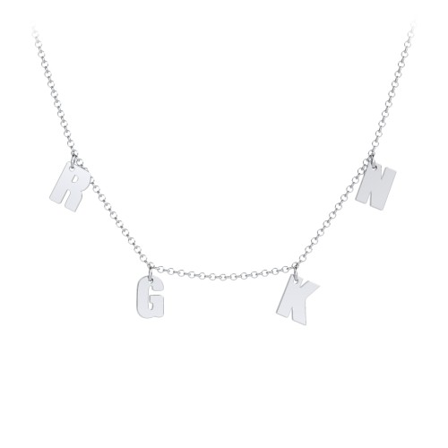 Kids Initial Necklace with 4 Letters – Sterling Silver