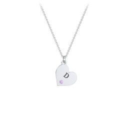 Kids Engravable Sideways Heart Birthstone Necklace