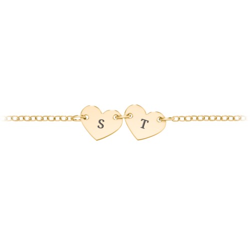 Kids and Baby Engravable 2 Hearts Bracelet – 10K Yellow Gold