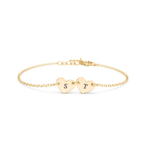 Kids and Baby Engravable 2 Hearts Bracelet – 10K Yellow Gold