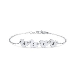 Kids and Baby Engravable 4 Hearts Bracelet in 925 Sterling Silver