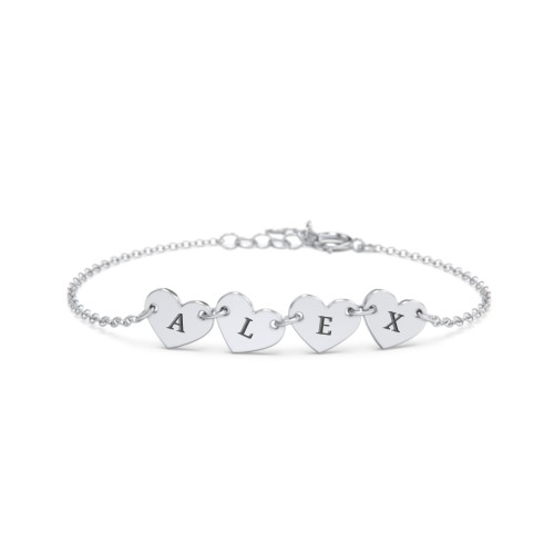Kids and Baby Engravable 4 Hearts Bracelet – Sterling Silver