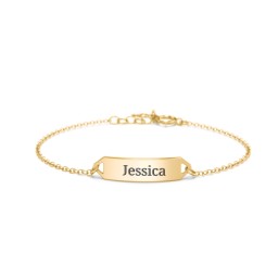 Kids and Baby Mini Engravable Bar Bracelet in 10K Solid Yellow Gold