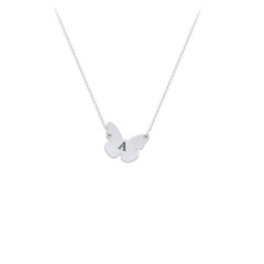 Kids Engravable Initial Butterfly Necklace – Sterling Silver