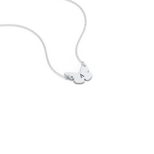 Kids Engravable Initial Butterfly Necklace – Sterling Silver