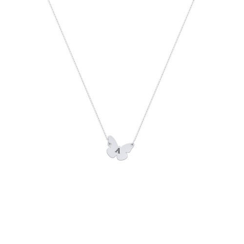 Kids Engravable Initial Butterfly Necklace – Sterling Silver