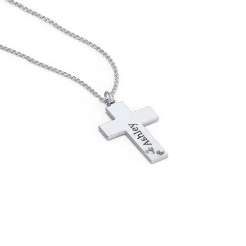 Kids Engravable Double Heart Cross Necklace – Sterling Silver