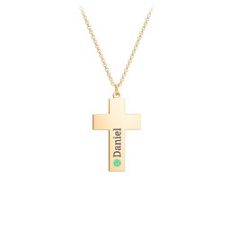 Kids Engravable Birthstone Cross Necklace