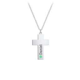 Kids Engravable Birthstone Cross Necklace