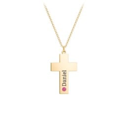 Kids Engravable Birthstone Cross Necklace