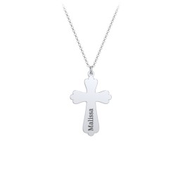 Kids Engravable Trefoil Cross Charm Necklace in 925 Sterling Silver