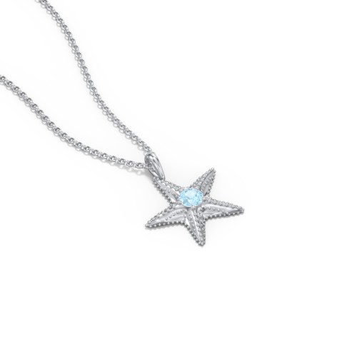 Kids Starfish Birthstone Charm Necklace