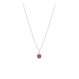 Kids Birthstone Charm Necklace with 1 Stone in 925 Sterling Silver with Garnet