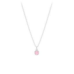 Kids Birthstone Charm Necklace with 1 Stone in 925 Sterling Silver with Pink Tourmaline