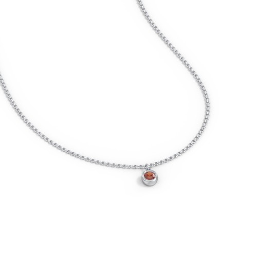 Kids Birthstone Charm Necklace with 1 Stone – Sterling Silver with Garnet