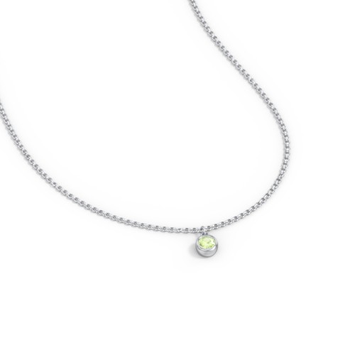 Kids Birthstone Charm Necklace with 1 Stone – Sterling Silver with Peridot