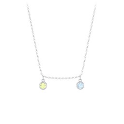 Kids Birthstone Charm Necklace with 2 Stones in 925 Sterling Silver with Peridot and Blue Topaz