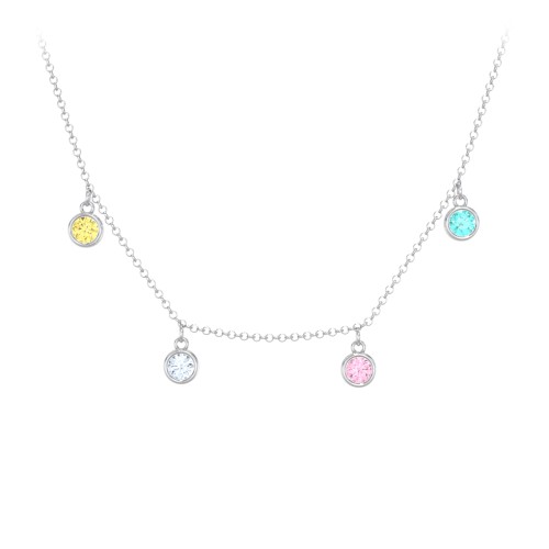 Kids Birthstone Charm Necklace with 4 Stones