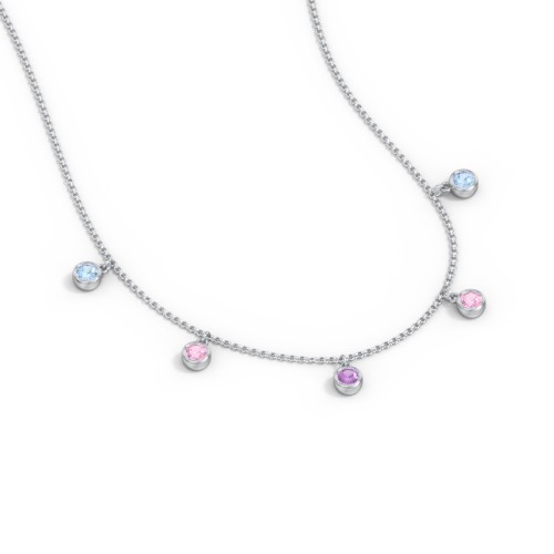 Kids Birthstone Charm Necklace with 5 Stones