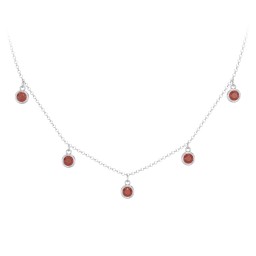 Kids Birthstone Charm Necklace with 5 Stones in 925 Sterling Silver with Garnet