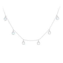 Kids Birthstone Charm Necklace with 6 Stones in 925 Sterling Silver with Aquamarine
