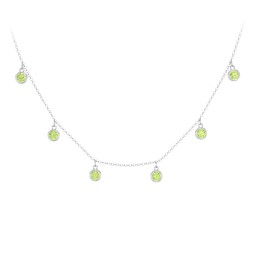 Kids Birthstone Charm Necklace with 6 Stones in 925 Sterling Silver with Peridot