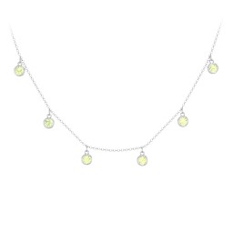 Kids Birthstone Charm Necklace with 6 Stones in 925 Sterling Silver with Peridot