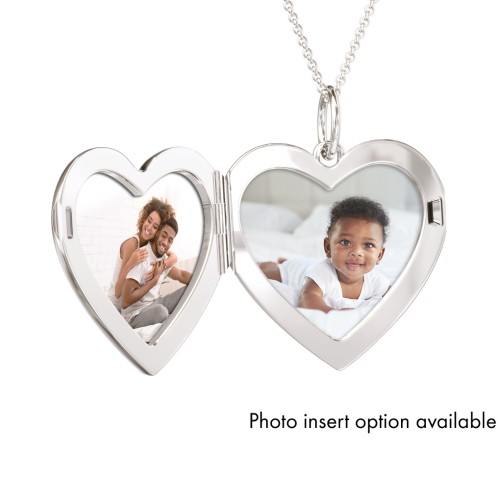 Kids Engravable Heart Photo Locket Necklace