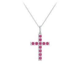 Kids Medium Gemstone Cross Pendant