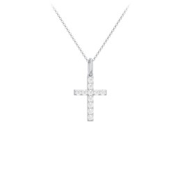 Kids Small Gemstone Cross Pendant in 925 Sterling Silver with Diamond