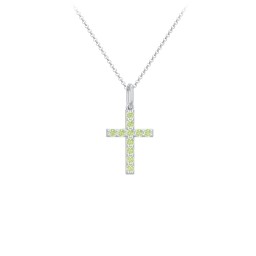 Kids Small Gemstone Cross Pendant in 925 Sterling Silver with Peridot