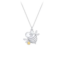 Kids Bumble Bee Birthstone Critter Necklace in 925 Sterling Silver with Citrine