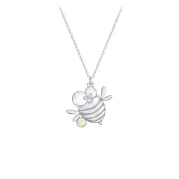 Kids Bumble Bee Birthstone Critter Necklace in 925 Sterling Silver with Peridot