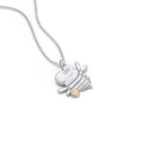 Kids Bumble Bee Birthstone Critter Necklace – Sterling Silver with Citrine