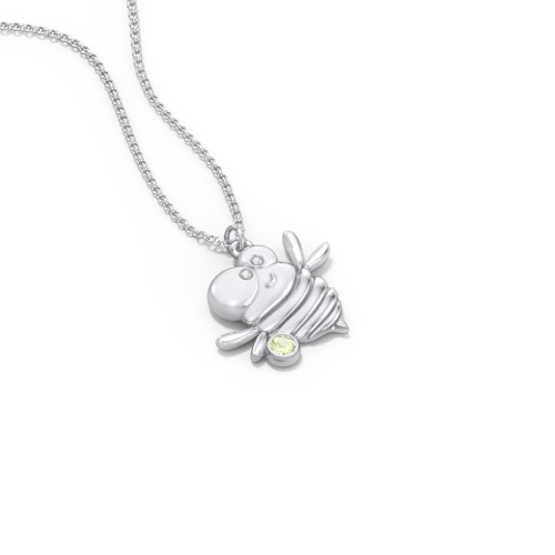 Kids Bumble Bee Birthstone Critter Necklace – Sterling Silver with Peridot