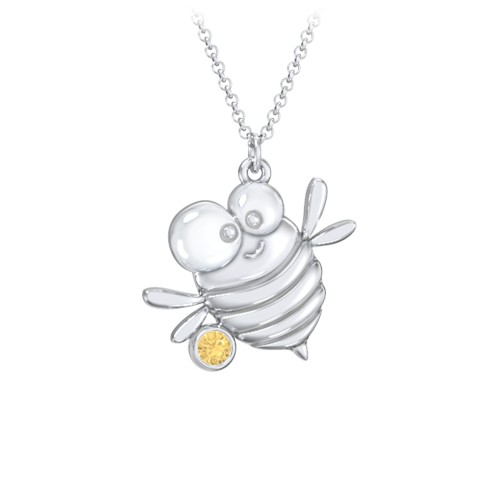 Kids Bumble Bee Birthstone Critter Necklace – Sterling Silver with Citrine