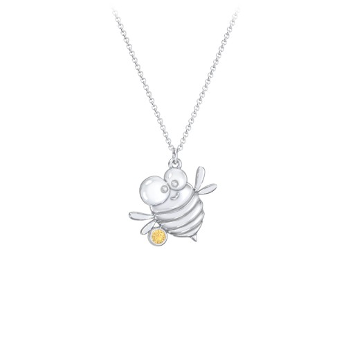 Kids Bumble Bee Birthstone Critter Necklace – Sterling Silver with Citrine