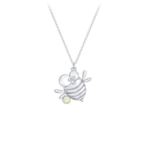 Kids Bumble Bee Birthstone Critter Necklace – Sterling Silver with Peridot