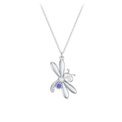 Kids Dragonfly Birthstone Critter Necklace – Sterling Silver with Blue Sapphire