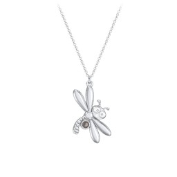 Kids Dragonfly Birthstone Critter Necklace in 925 Sterling Silver with Smokey Quartz